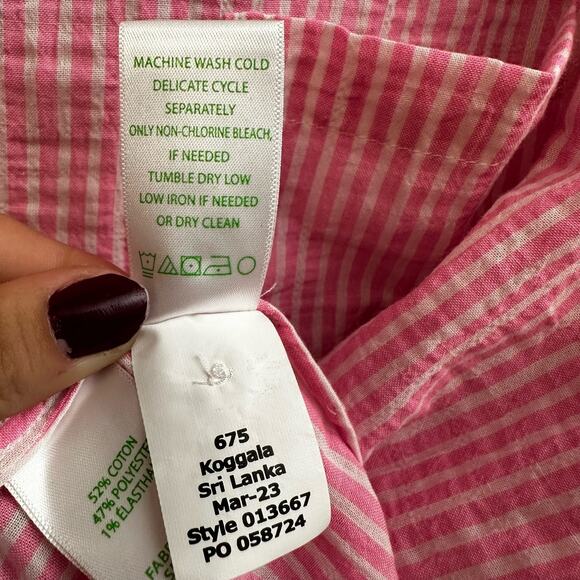 Lilly Pulitzer Pink White Striped Sea View Button Down Long Sleeve Shirt XL NEW - Picture 7 of 7